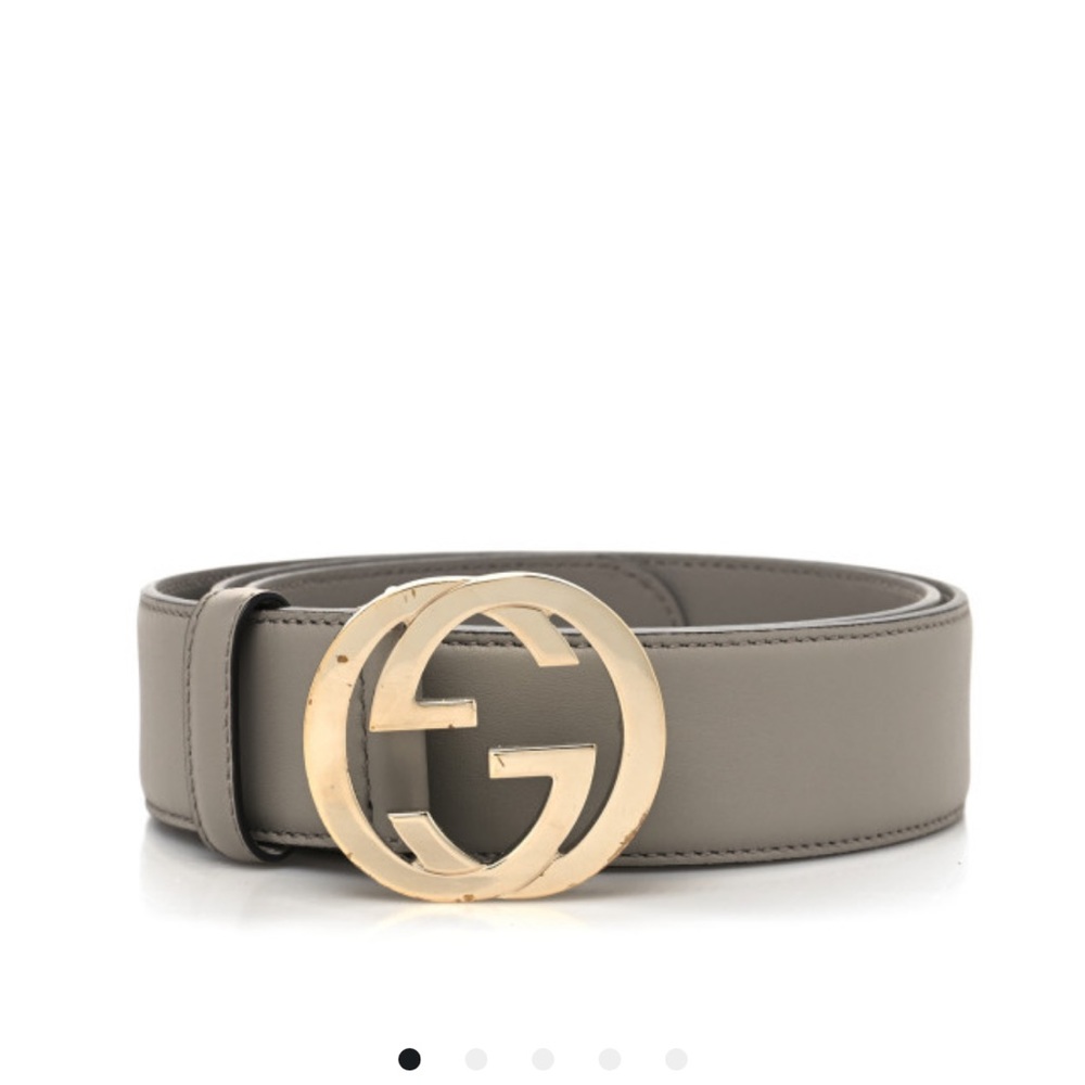 Gucci Calfskin Interlocking Belt in Storm Grey